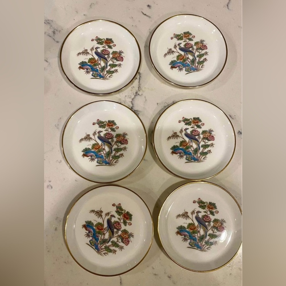 Vintage Wedgwood Kutani Crane Bone China Trinket dishes - Set of 6